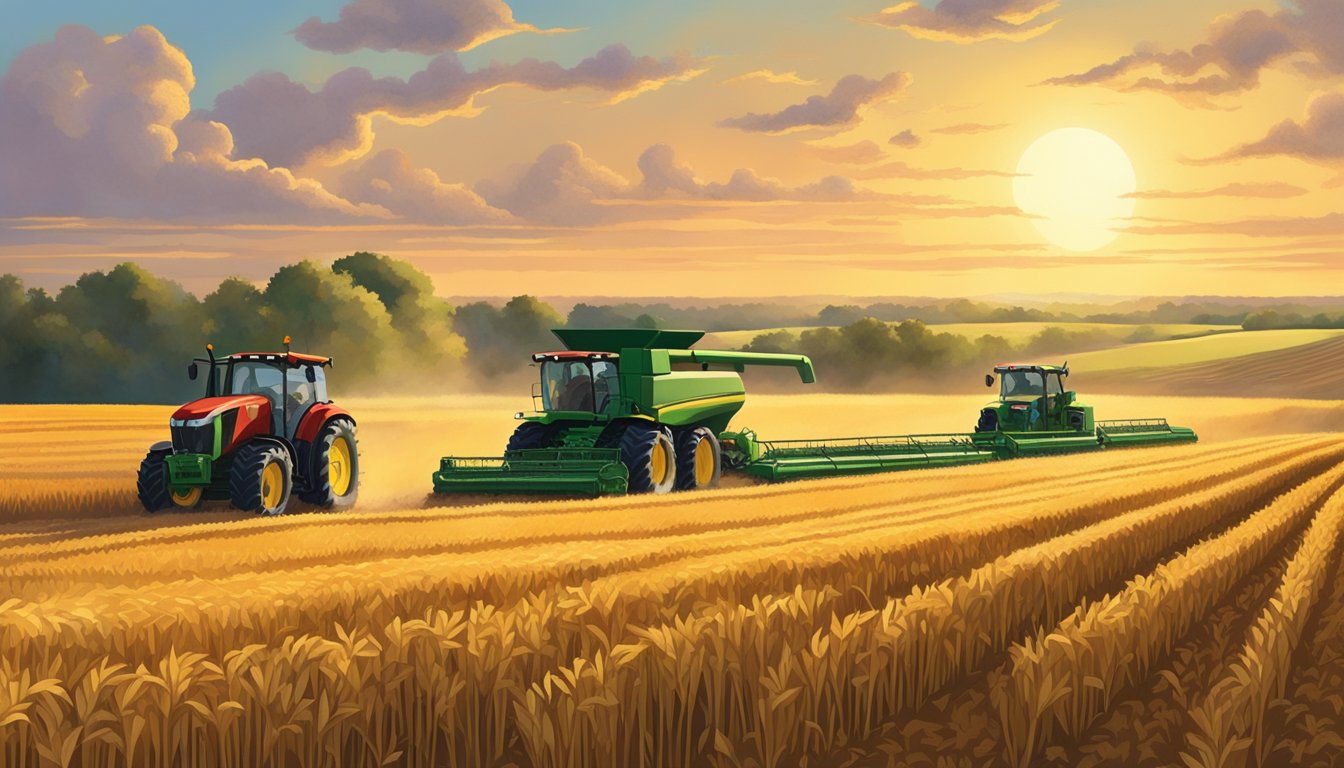 Rolling fields of wheat and corn stretch to the horizon under the Texas sun, while tractors and combines work tirelessly to bring in the harvest