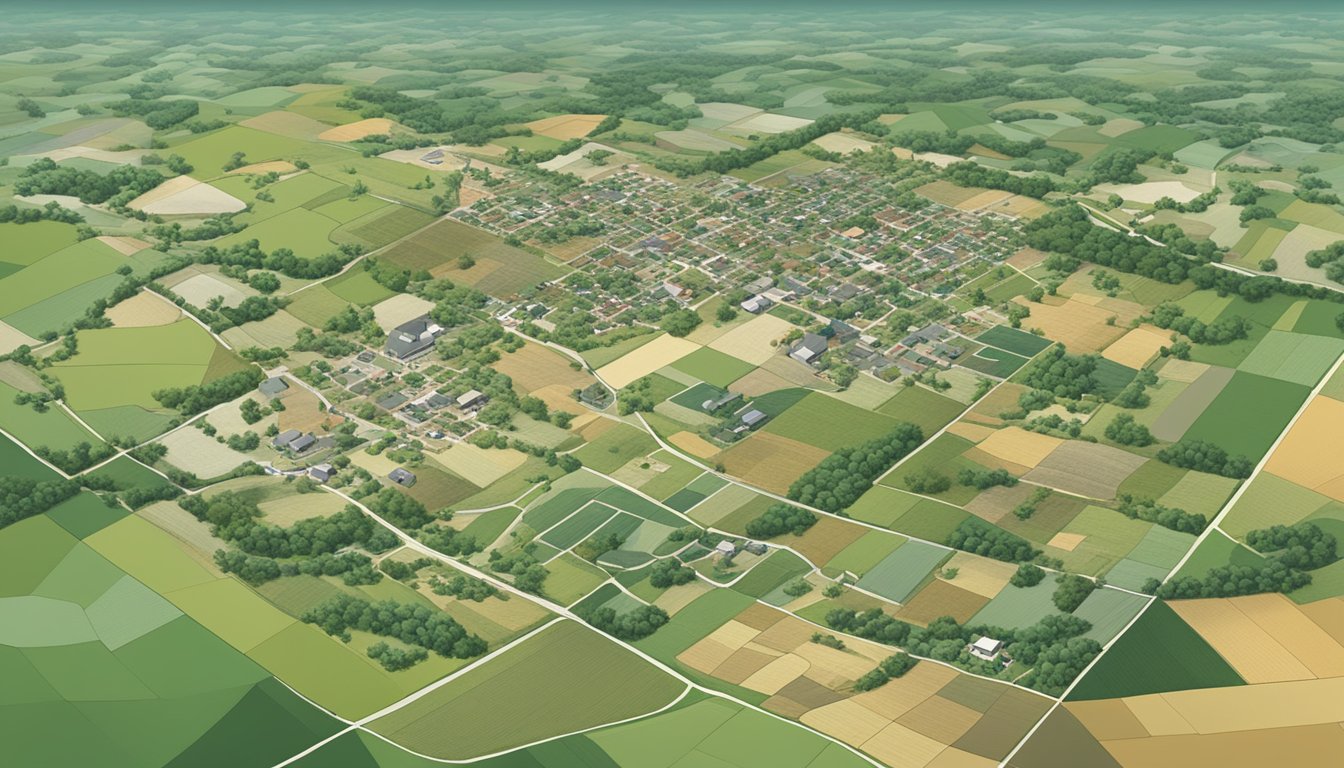 Aerial view of Johnson County, Texas showing various agricultural land uses for ag exemption