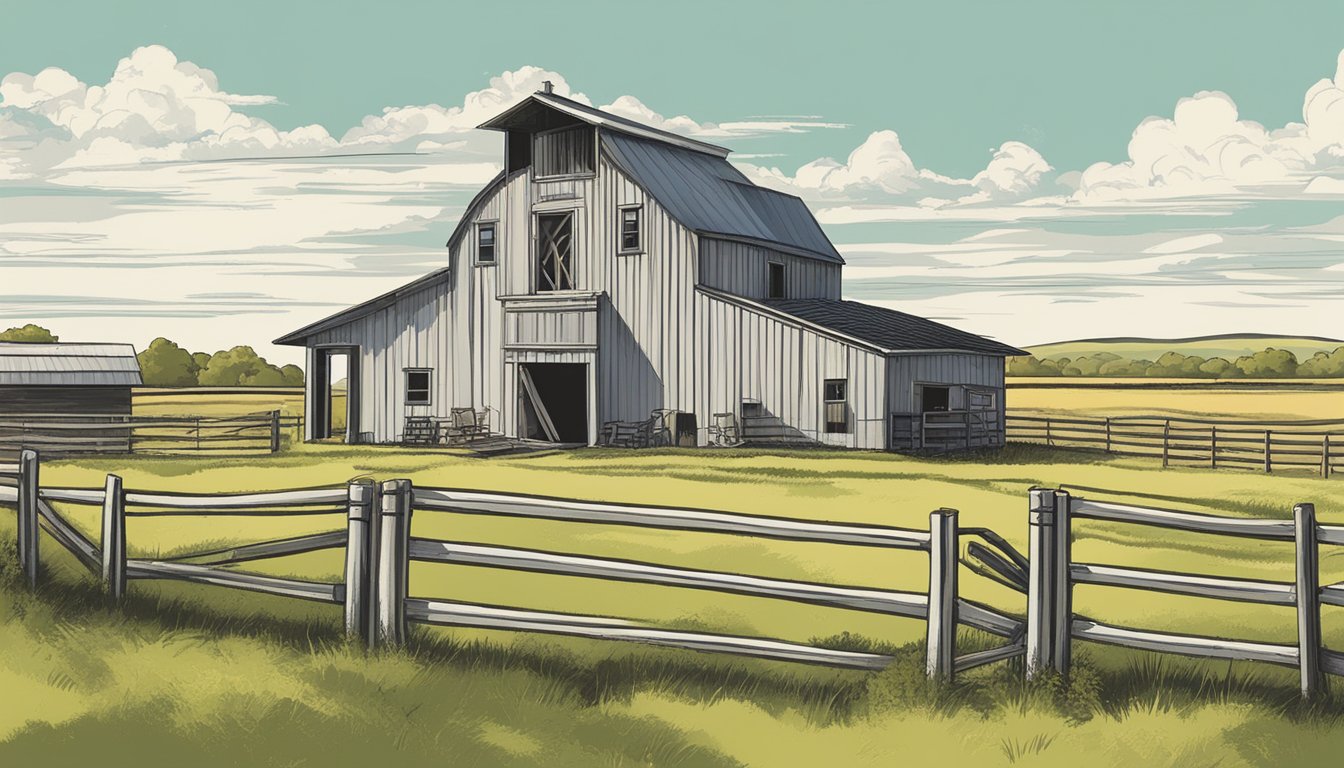 A rural landscape in Jeff Davis County, Texas, with a farmhouse, barn, and grazing land, illustrating the legal framework for agricultural exemption