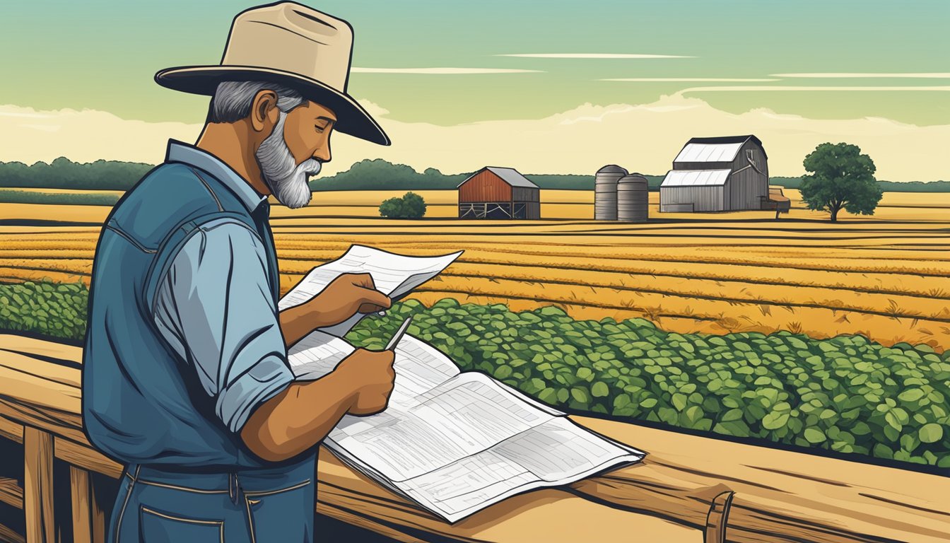 A farmer in Hood County, Texas, filling out paperwork for agricultural utilization exemption