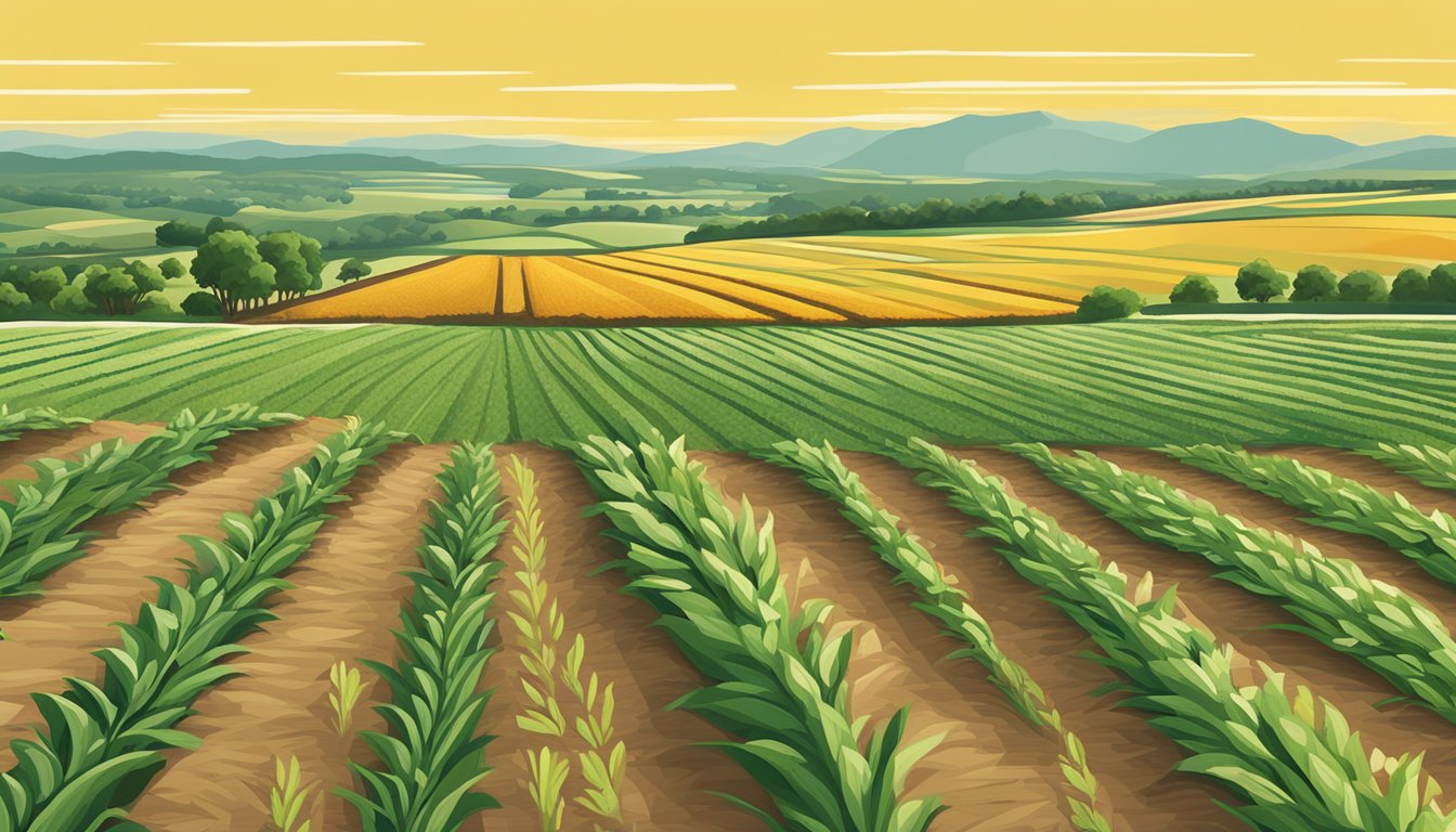 A vast, sun-drenched field of crops stretches out against the backdrop of rolling hills in Delta County, Texas, where agricultural producers work under the protection of their ag exemption