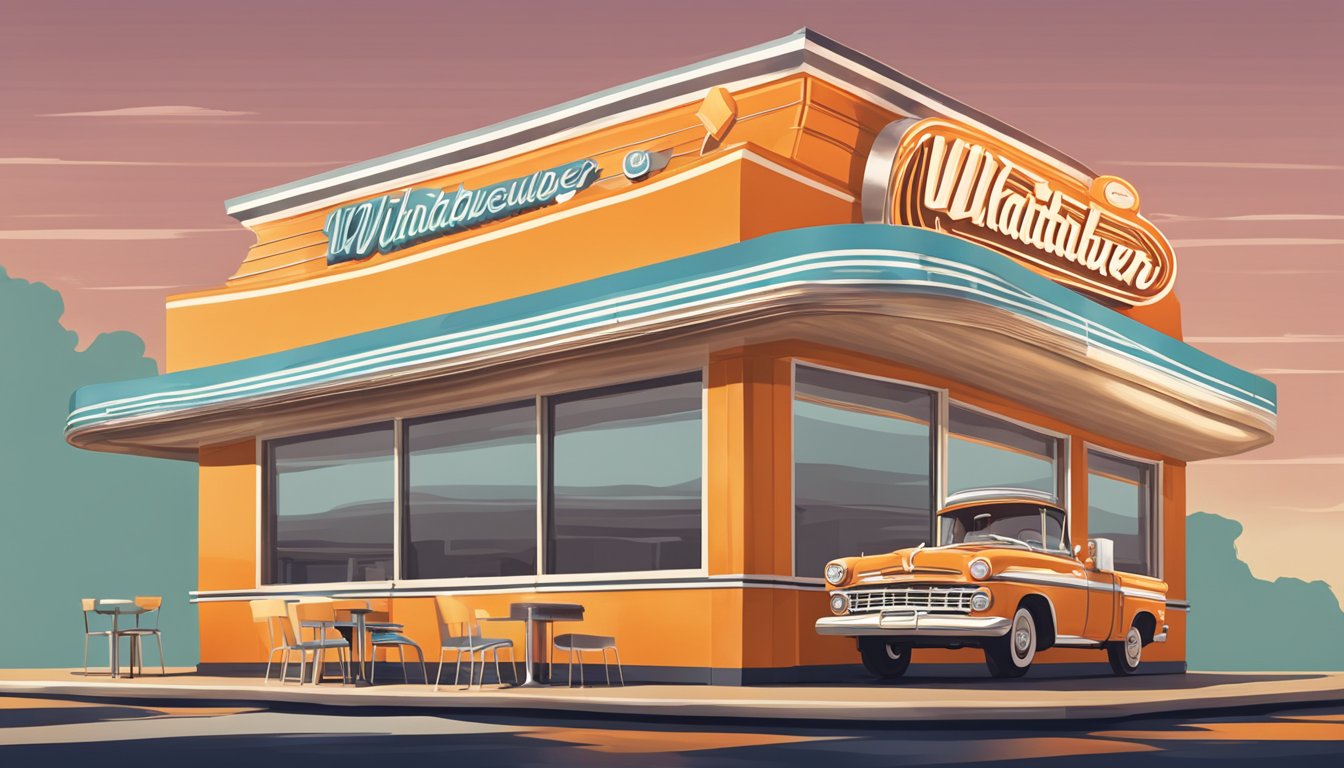 A vintage Whataburger cup surrounded by retro diner decor