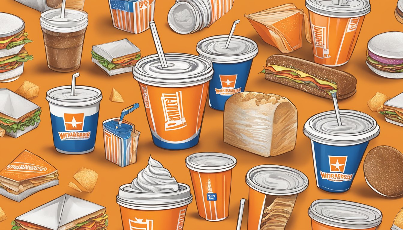 A Whataburger cup surrounded by various marketing materials and strategies, such as social media posts, billboards, and promotional flyers