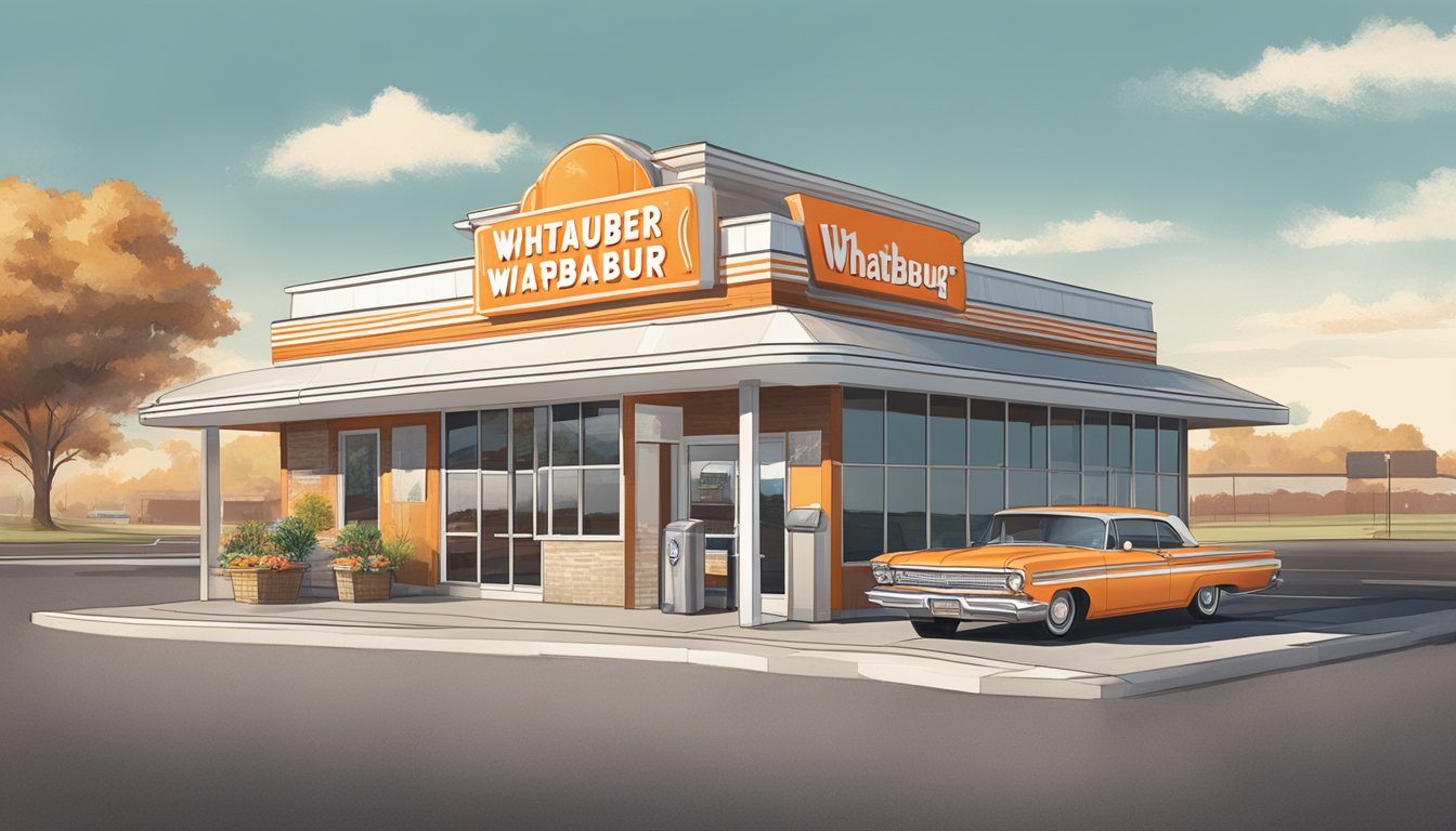 A Whataburger restaurant in Florence, AL, with a drive-thru, outdoor seating, and a retro-inspired sign