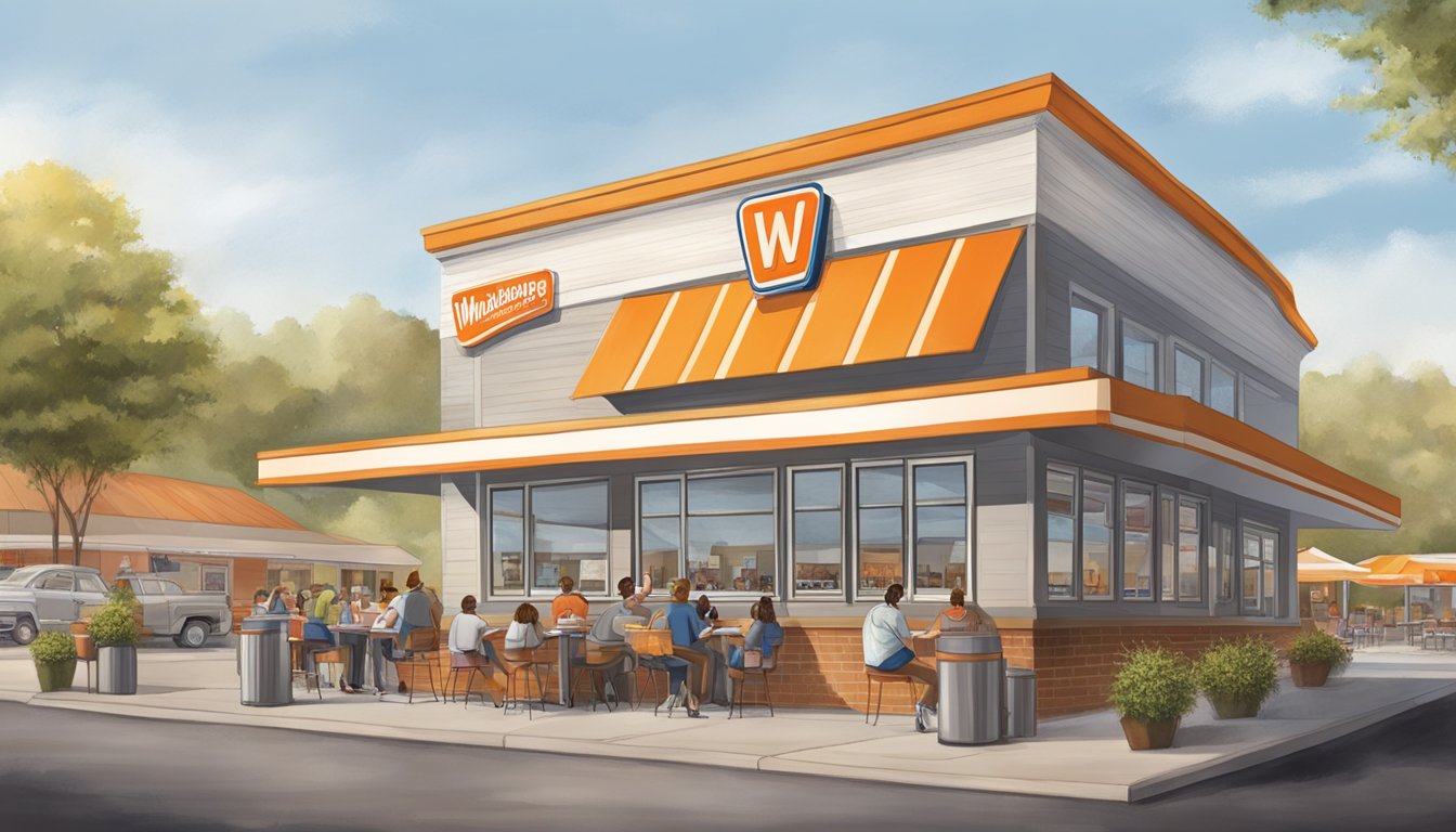 The Whataburger restaurant in Florence, AL bustling with customers and staff, with a welcoming atmosphere and a sense of opportunity