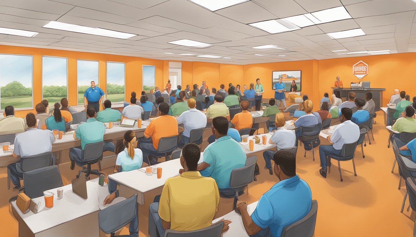 Employees attending workshops and seminars at Whataburger's training and development center