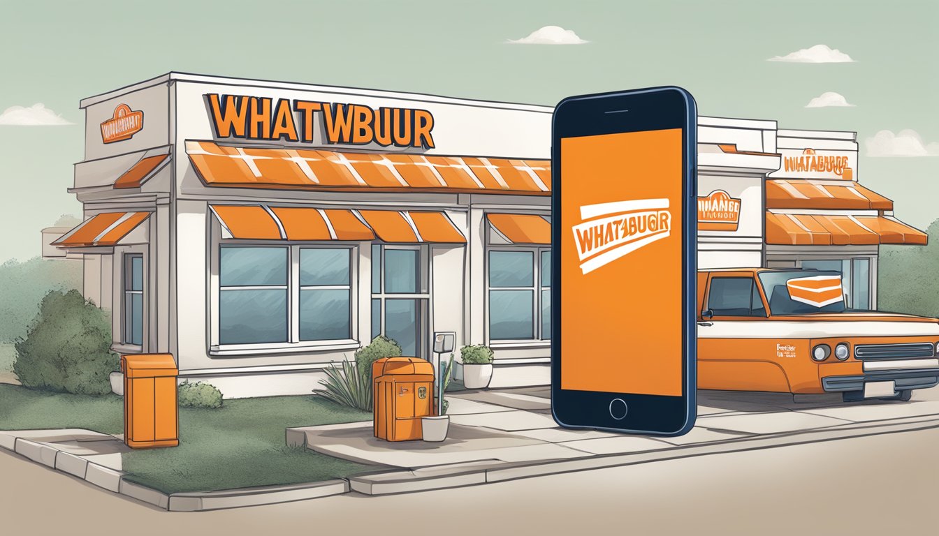 A smartphone displaying the Whataburger online app with options for additional services such as delivery or pickup