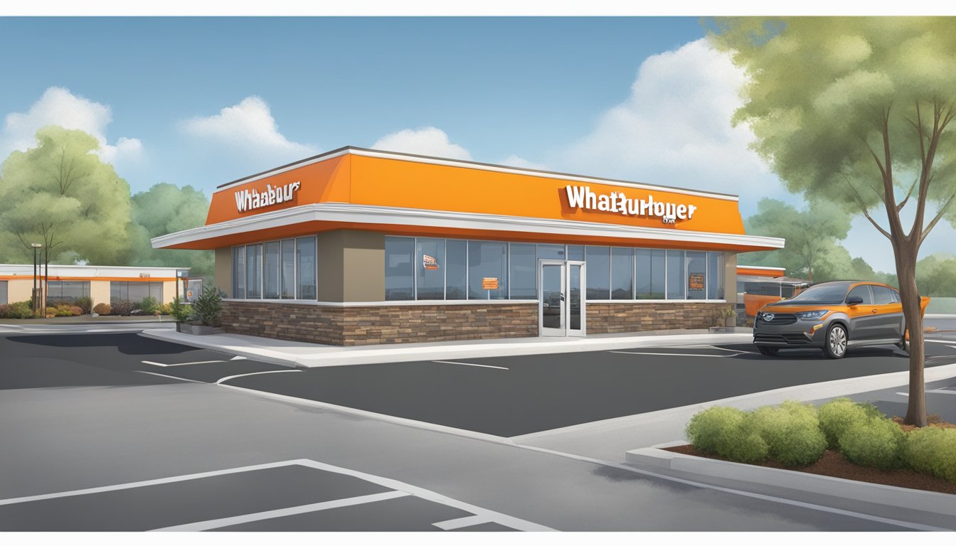 The Whataburger in Boiling Springs, SC, meets health and safety standards. The restaurant's exterior features a drive-thru, parking lot, and signage