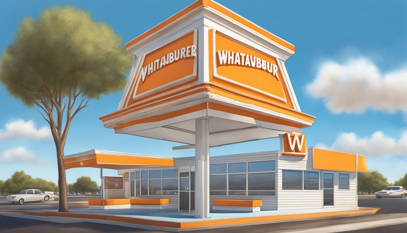 A classic Whataburger sign stands tall against a clear blue sky in Odessa, Texas