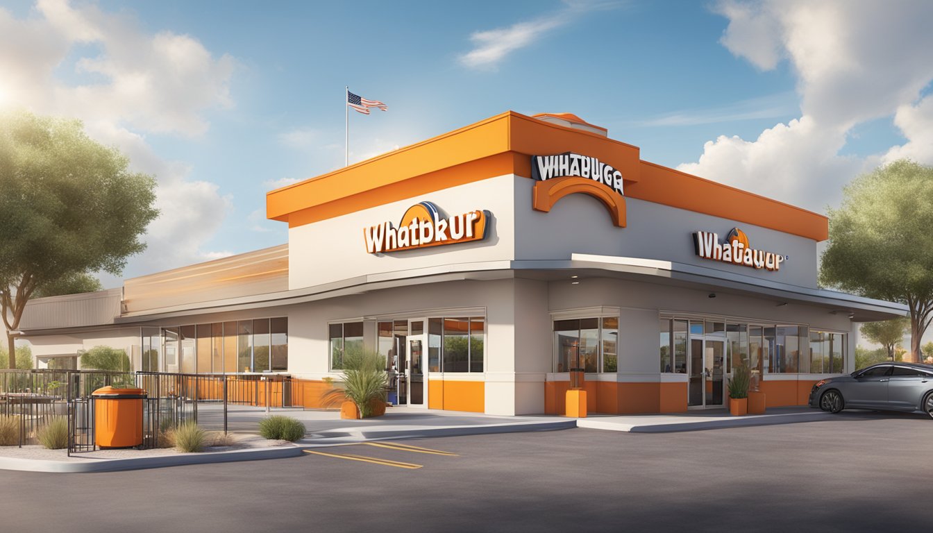 A Whataburger restaurant in Las Cruces with a wheelchair-accessible entrance and parking spaces