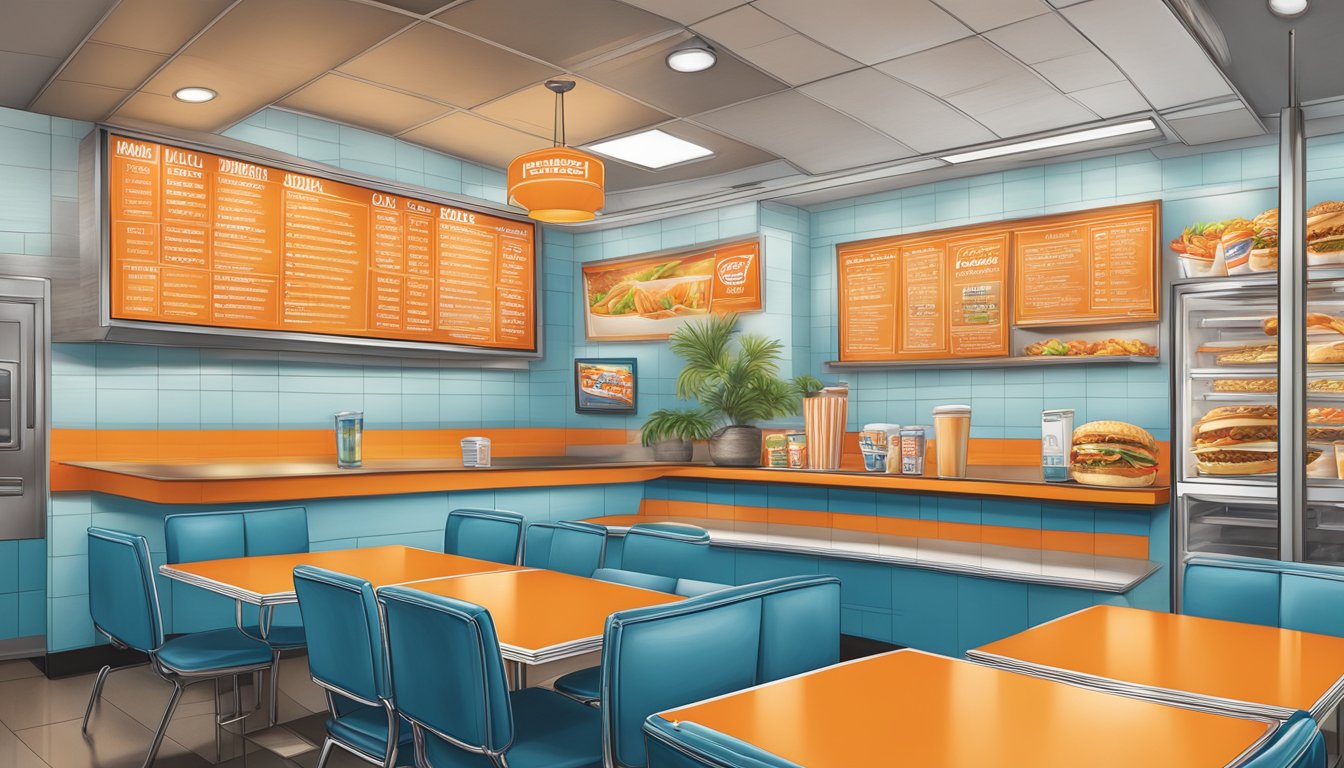 A colorful menu board featuring Whataburger's highlights in Weslaco, Texas