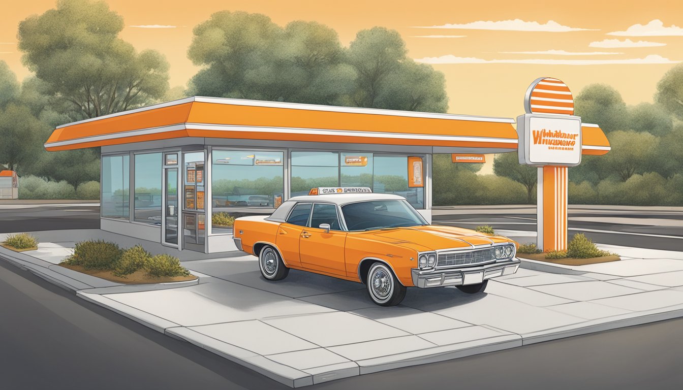 A drive-thru window at Whataburger with a car waiting to place an order in Victoria