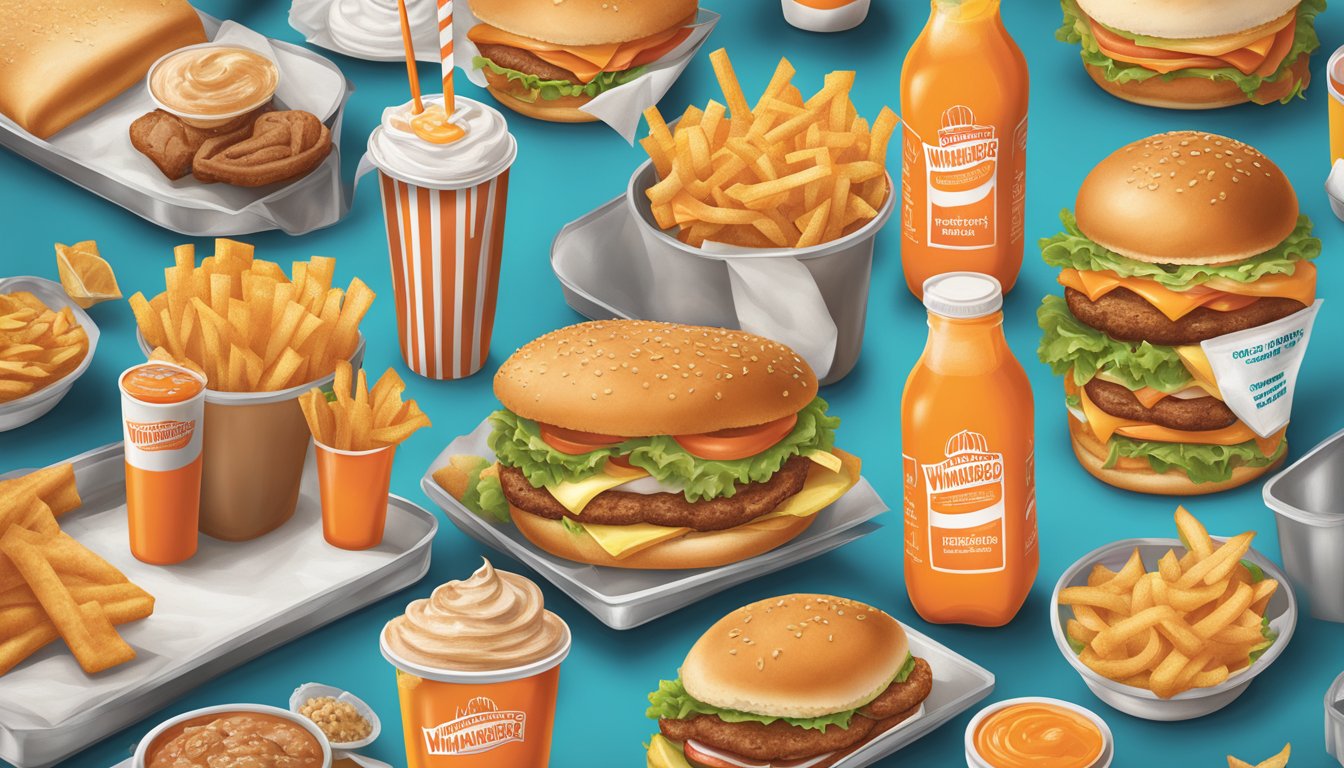 A colorful menu board with Whataburger's special items displayed prominently