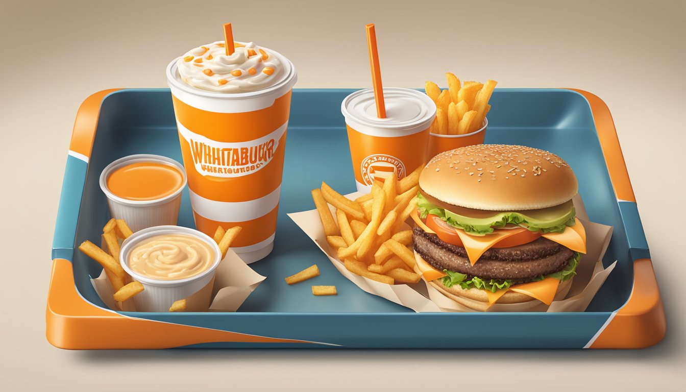 A mouthwatering Whataburger meal with fries and a drink on a tray