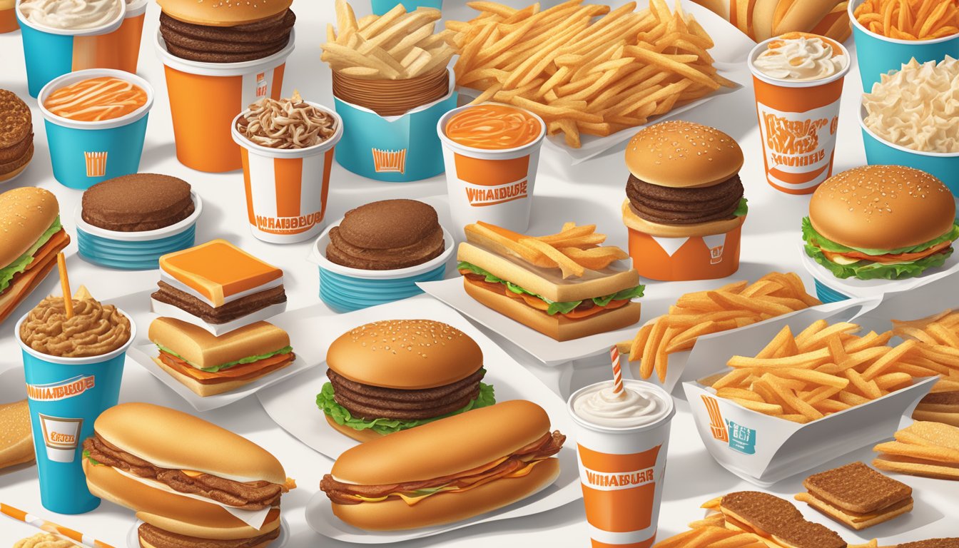 A colorful display of Whataburger's best items, arranged neatly with customizable options