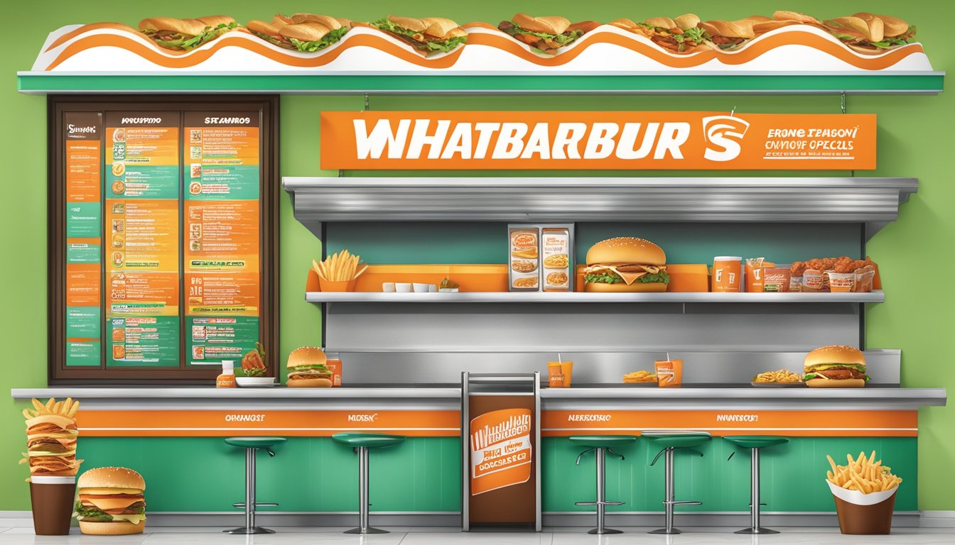 A colorful menu board displays Whataburger's promotions and specials at the Greenville location