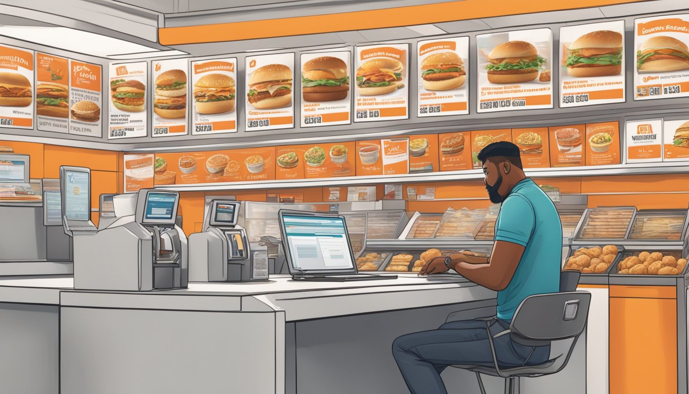 A person browsing online and in-store for Whataburger coupons in 2024