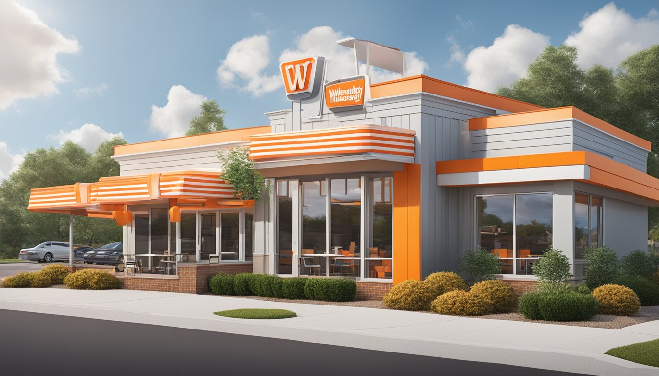 A Whataburger restaurant in Covington, GA with a drive-thru, outdoor seating, and easy access from the main road