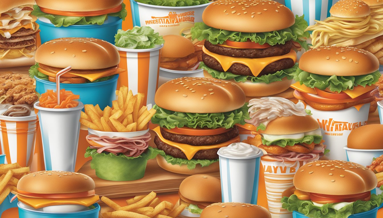 A colorful Whataburger menu board with enticing food items displayed