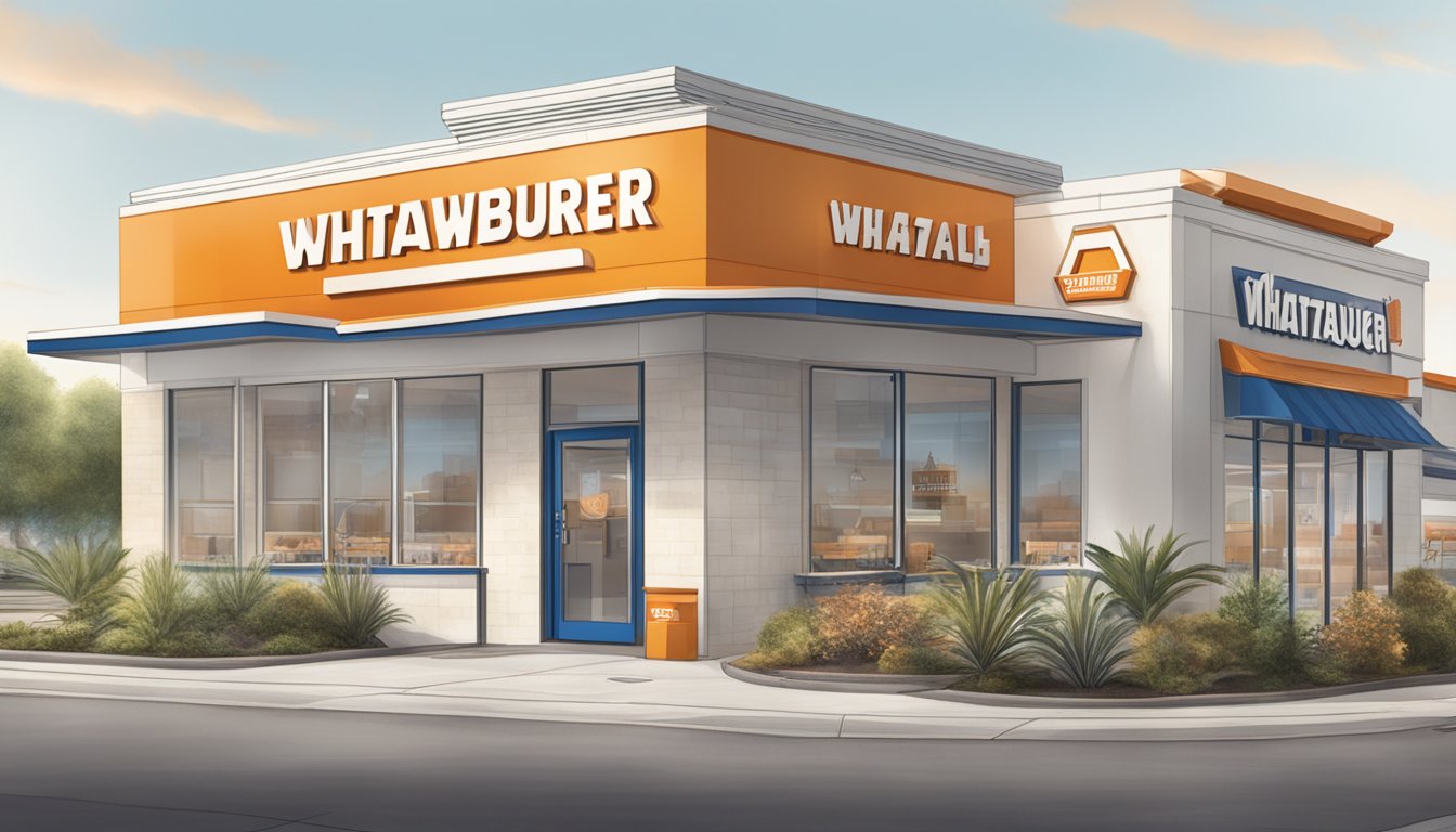 A Whataburger restaurant with a sign promoting support for Israel through corporate social responsibility initiatives