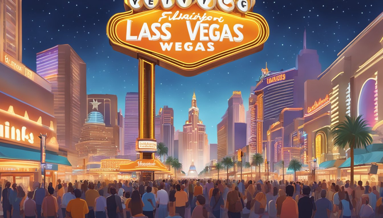 A bustling Las Vegas strip with a Whataburger restaurant, surrounded by bright lights and crowded with people