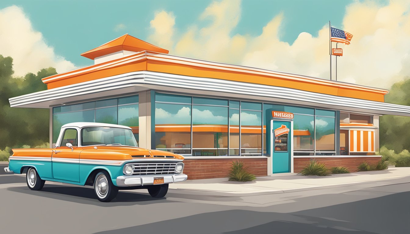 A bustling Whataburger restaurant in Jacksonville, AL, with a drive-thru, outdoor seating, and a colorful, retro-inspired exterior