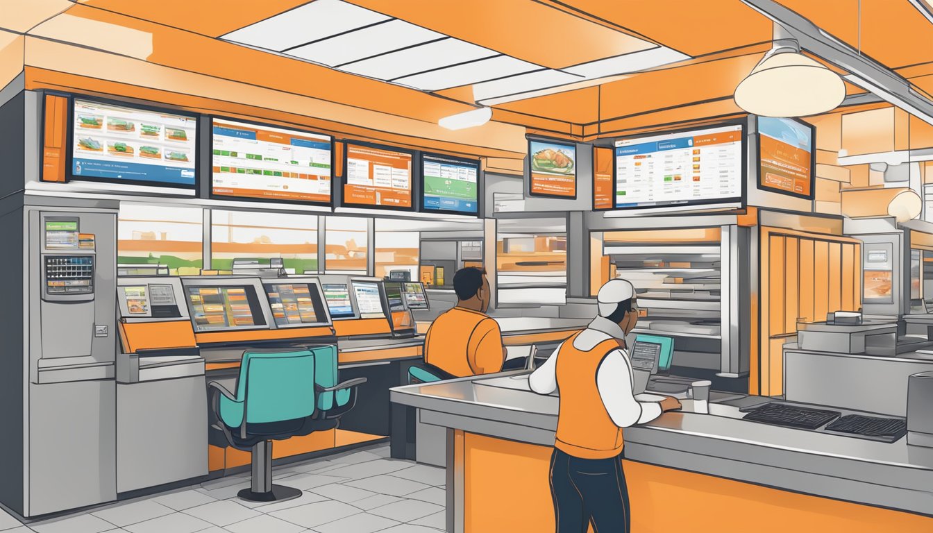 A computer screen displaying a digital interface for managing employee accounts at a Whataburger restaurant