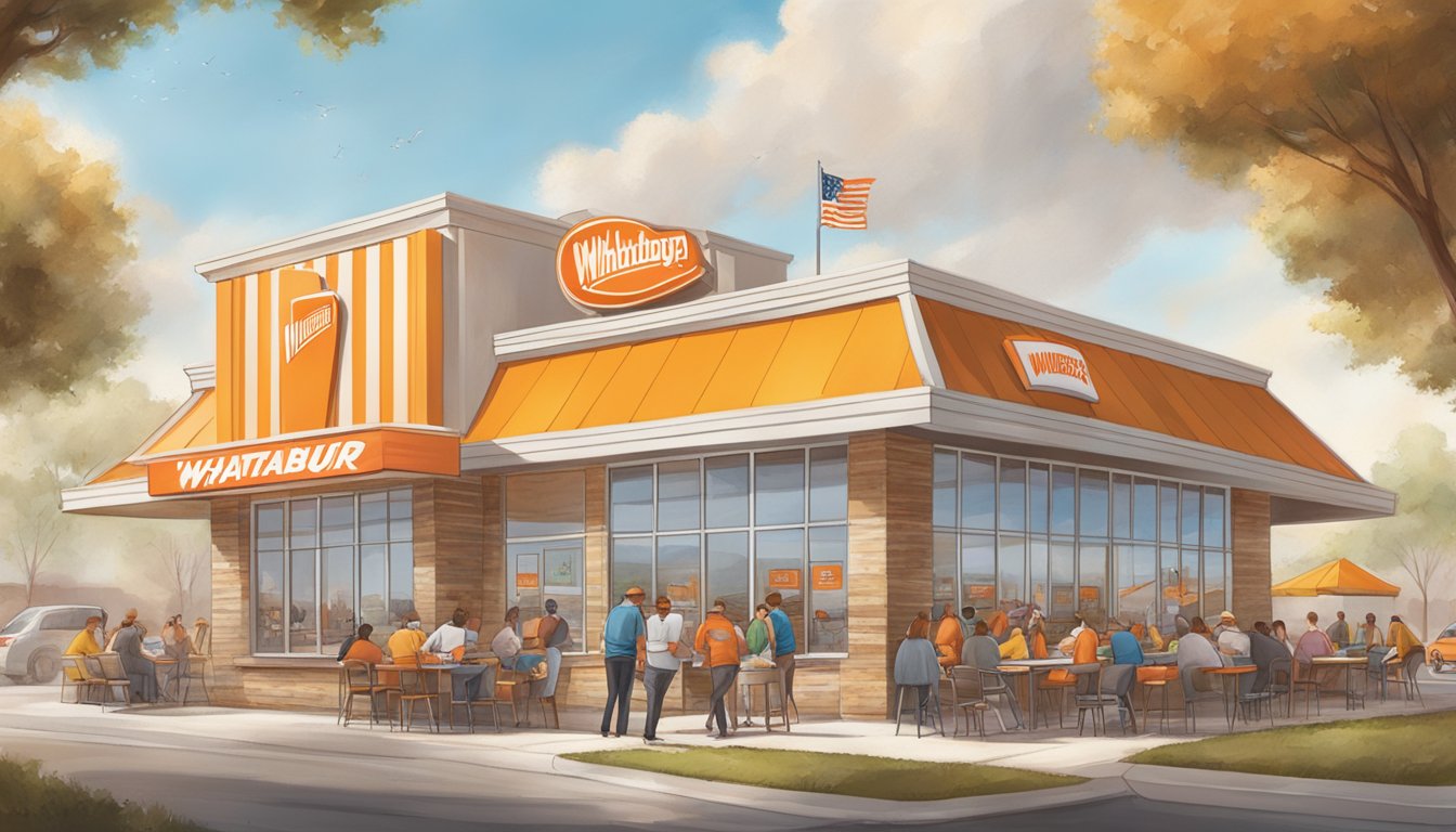 A bustling Whataburger in Norman, OK, with customers enjoying the loyalty program perks