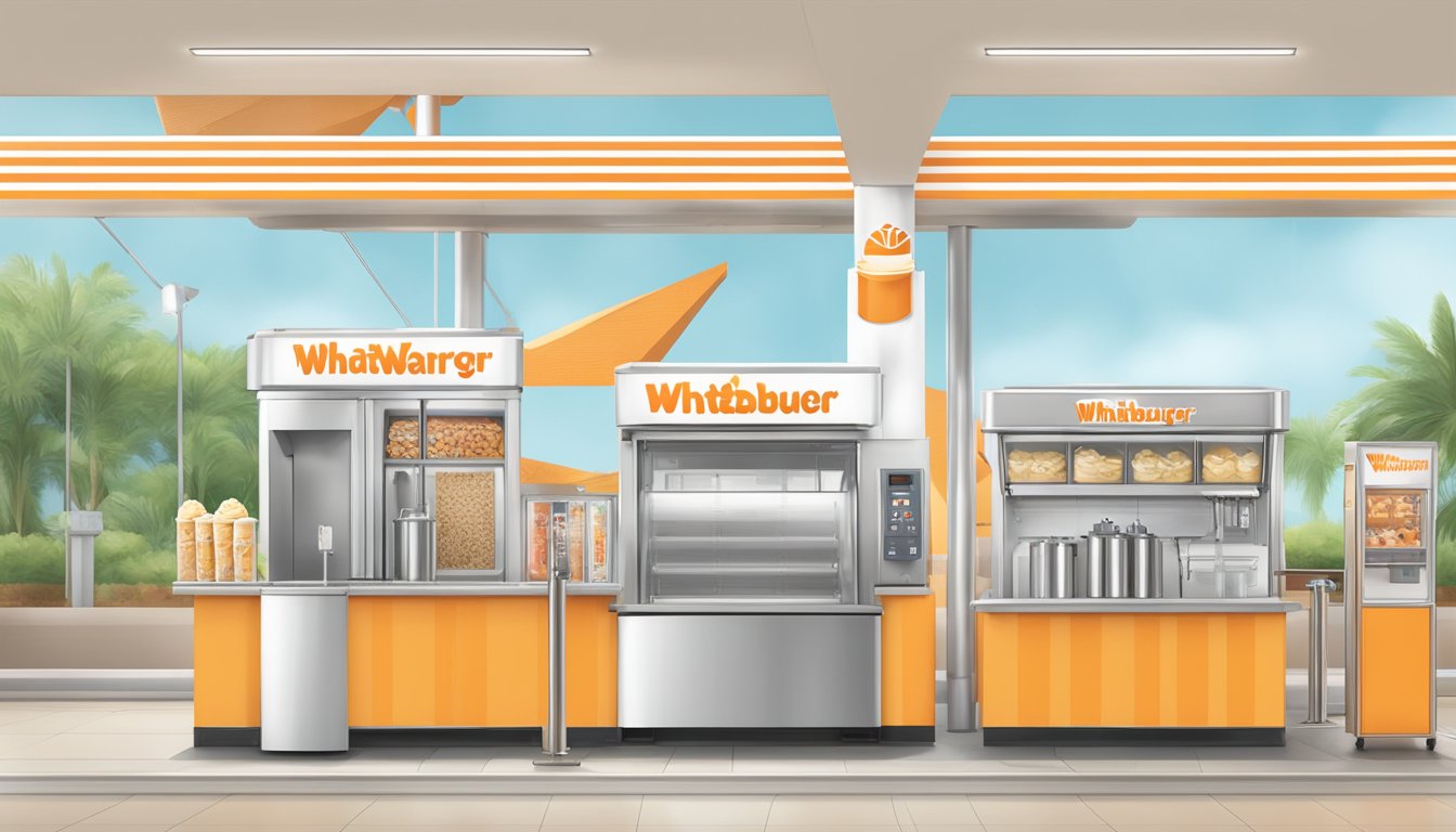 A stainless steel milkshake machine blending vanilla ice cream and milk at Whataburger