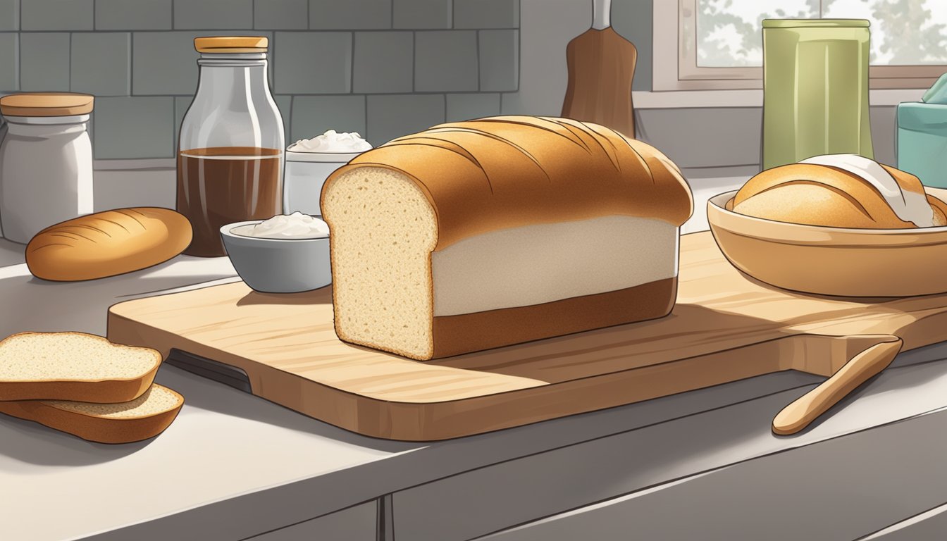 A loaf of bread being replaced with low-carb alternatives on a kitchen counter