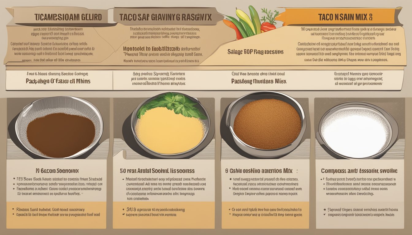 A comparison of packaged taco seasoning and gravy mix ingredients