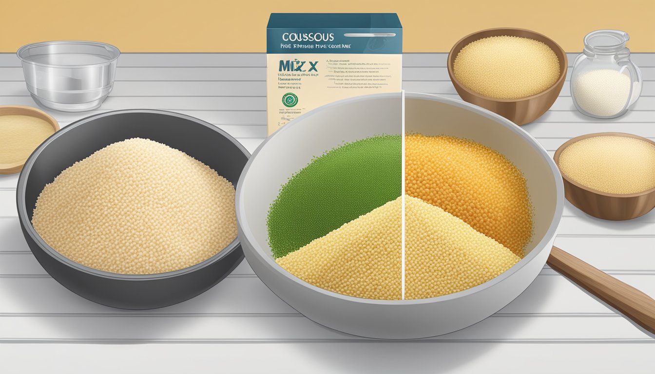 A comparison of packaged rice pilaf and couscous mix on a kitchen counter