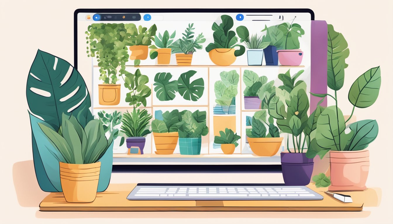 A bright, open laptop displaying seven vibrant Instagram profiles filled with motivational content, surrounded by a cozy, inviting space with plants and natural light