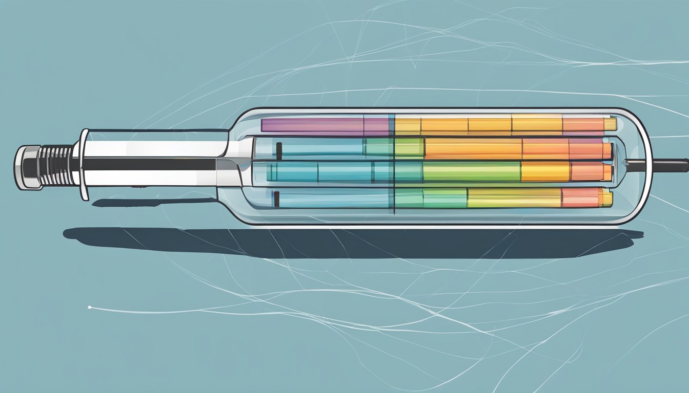 A syringe hovers over a silhouette of a body, with lines indicating various body parts as potential targets for injections