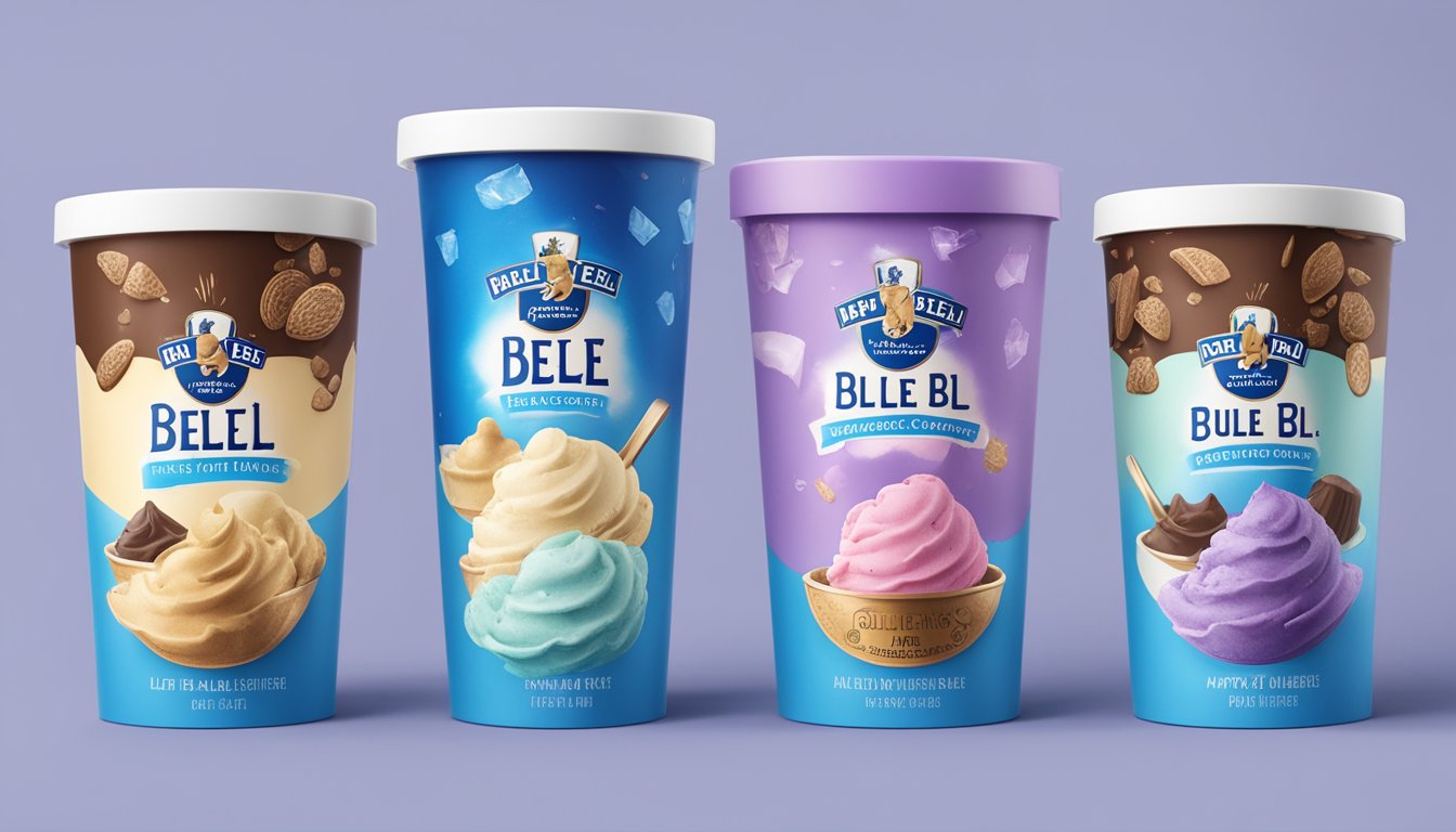 A colorful and inviting social media feed featuring images of delicious Blue Bell ice cream flavors, happy customers, and engaging interactive posts