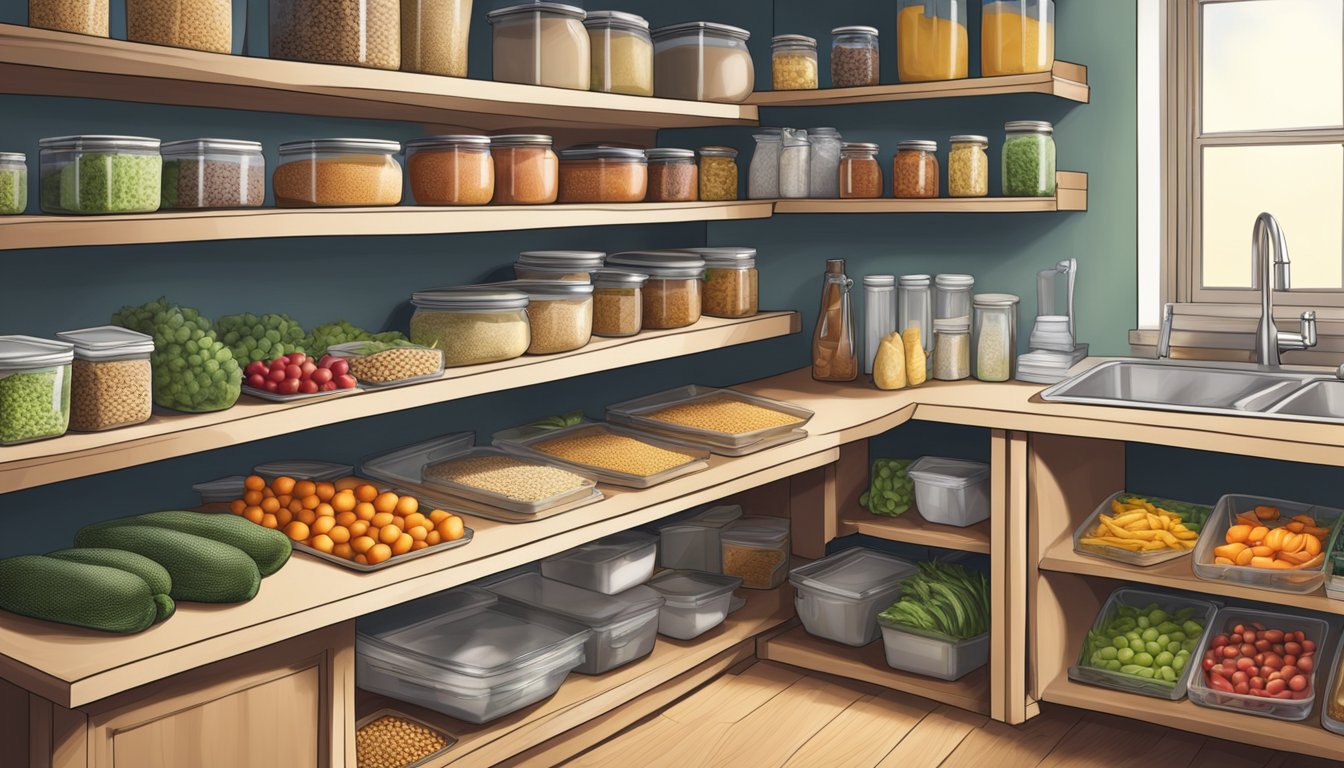 A kitchen pantry stocked with fresh produce and whole grains, with junk food hidden from view