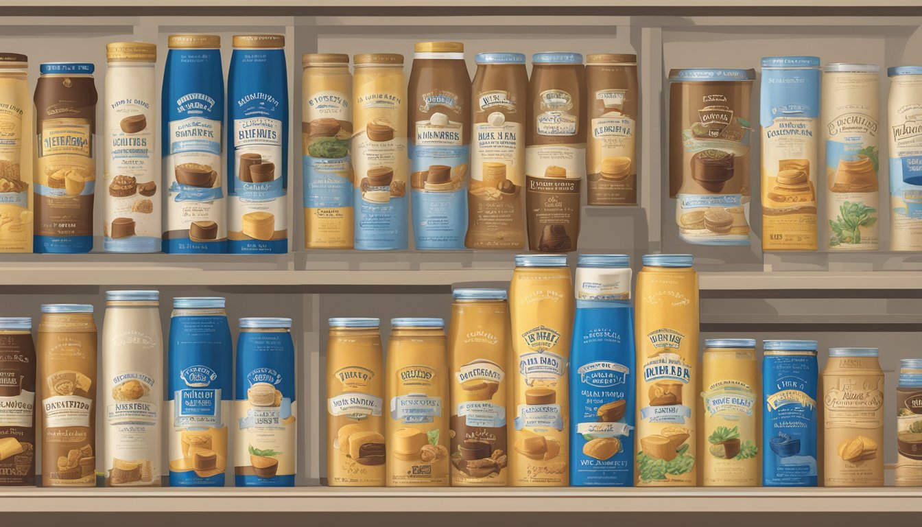 A timeline of Blue Bell's packaging designs, from vintage to modern, displayed in a museum exhibit