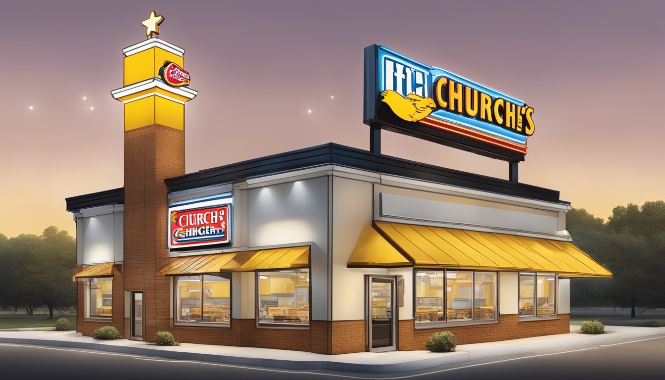 A timeline of Church's Texas Chicken restaurants from its inception to present, showing the evolution of its design and financial performance