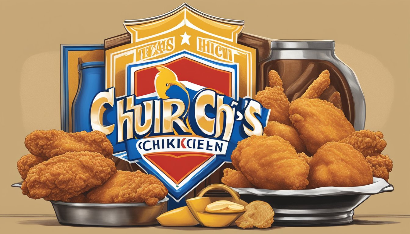 Church's Texas Chicken logo displayed alongside logos of partner brands on a promotional poster