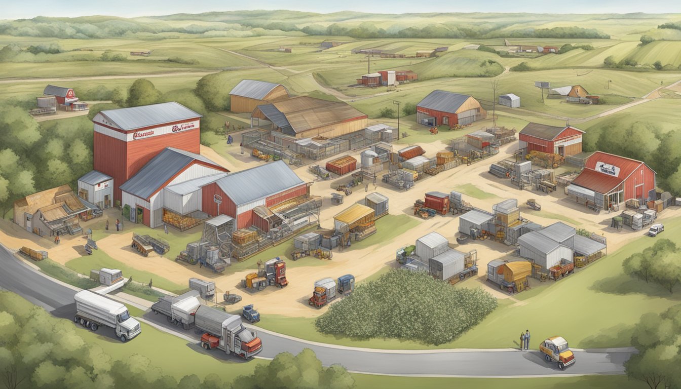 A network of chicken farms and trucks supplying Church's Texas Chicken restaurants