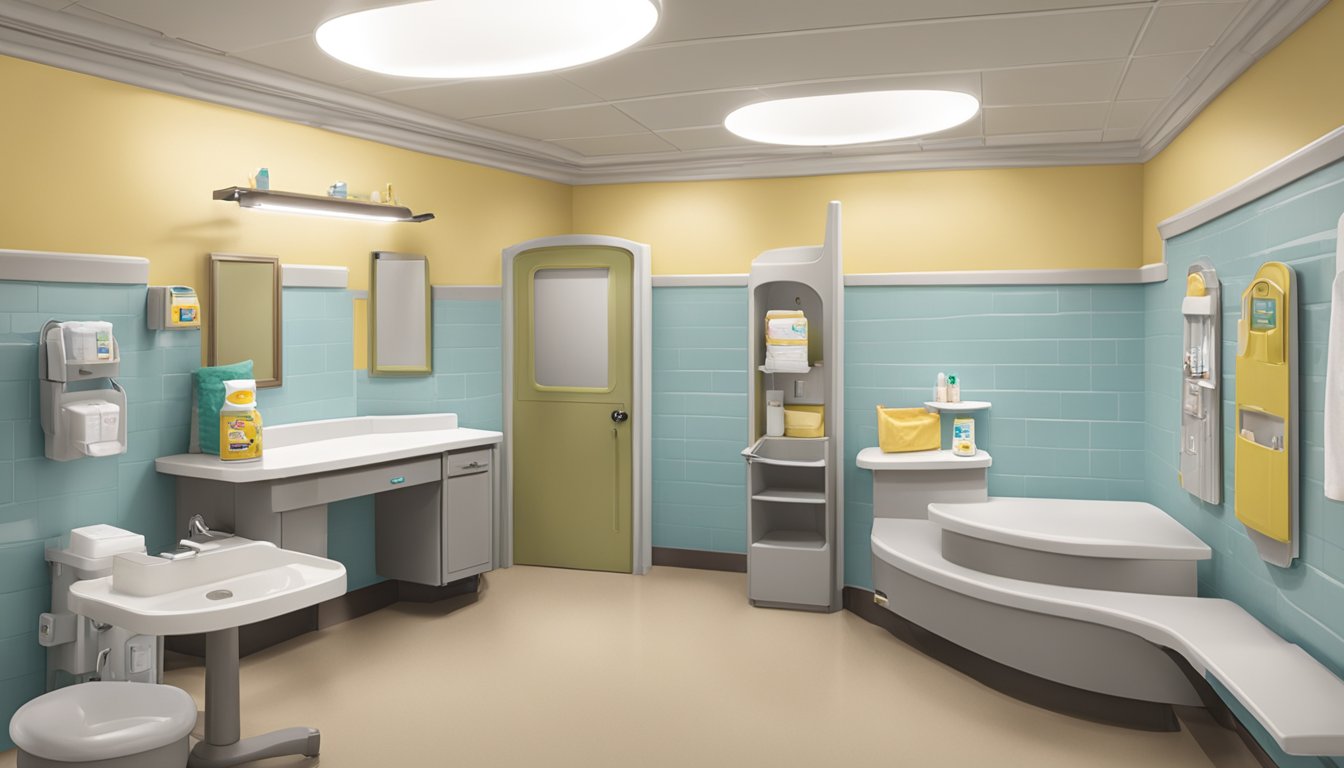 A spacious, clean, and well-lit private nursing corner within Buc-ee's bathroom, equipped with comfortable seating, changing table, and a sink for caregivers