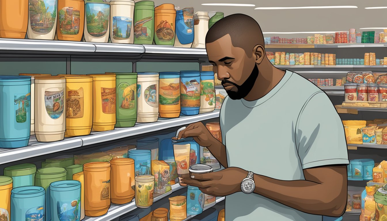 Kanye West examines travel mugs in Buc-ee's store