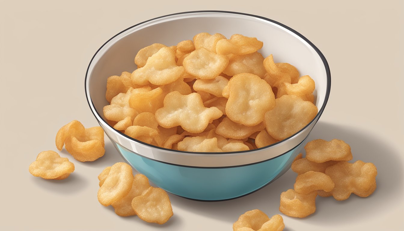 A bowl of sea salt & vinegar pork rinds surrounded by Buc-ee's snack packaging, perfect for keto dieters