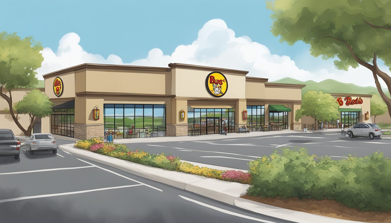 Lush green landscape surrounds a Buc-ee's location in San Marcos, offering a picturesque view for an illustrator to recreate