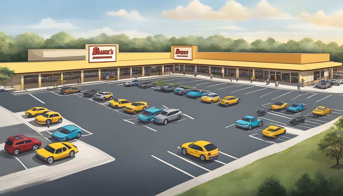 A sprawling parking lot with numerous empty spaces outside a bustling Buc-ee's convenience store