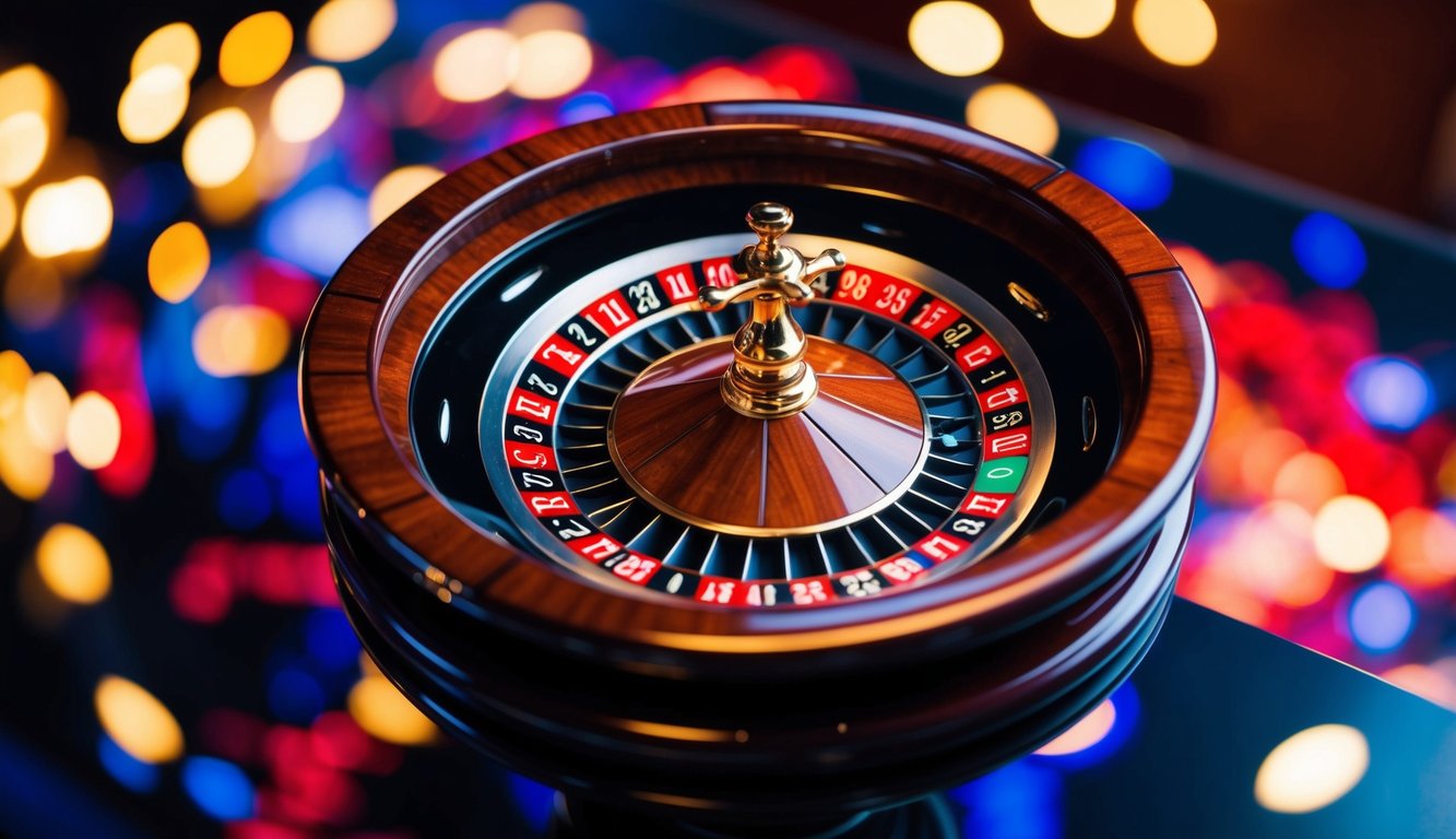 Roda roulette yang berputar di situs kasino online yang penuh warna