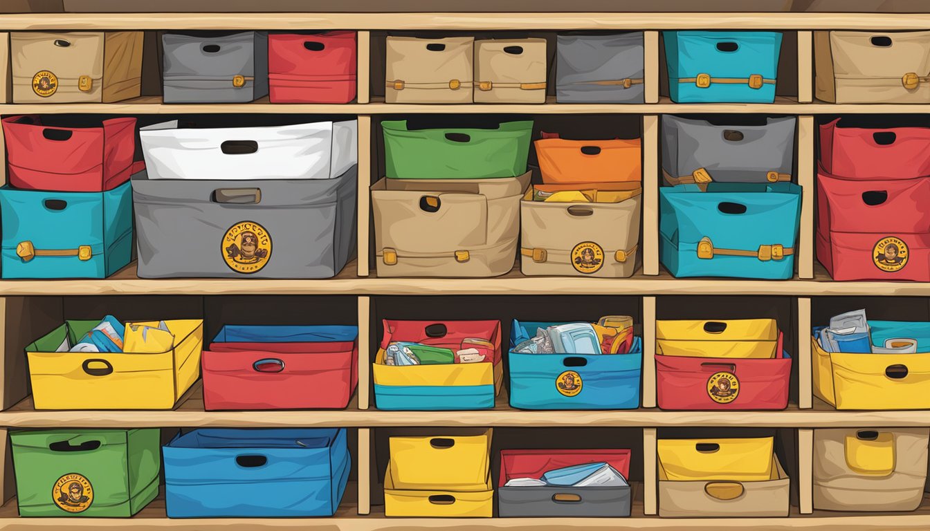 A colorful array of upcycled Buc-ee's shopping bags repurposed as drawer liners, neatly organized in 16 different creative ways