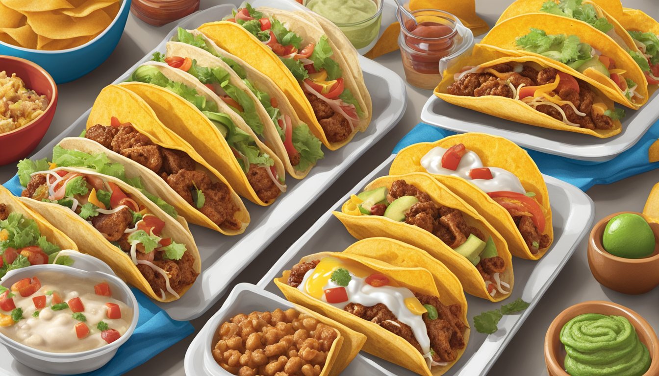 A colorful array of breakfast tacos at 10 Buc-ee's locations, each showcasing the best local specialties with vibrant ingredients and enticing presentation