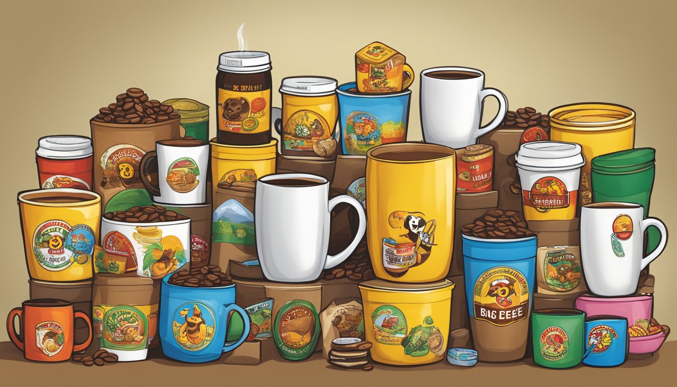 A Buc-ee's coffee mug surrounded by various Buc-ee's products arranged as teacher gifts