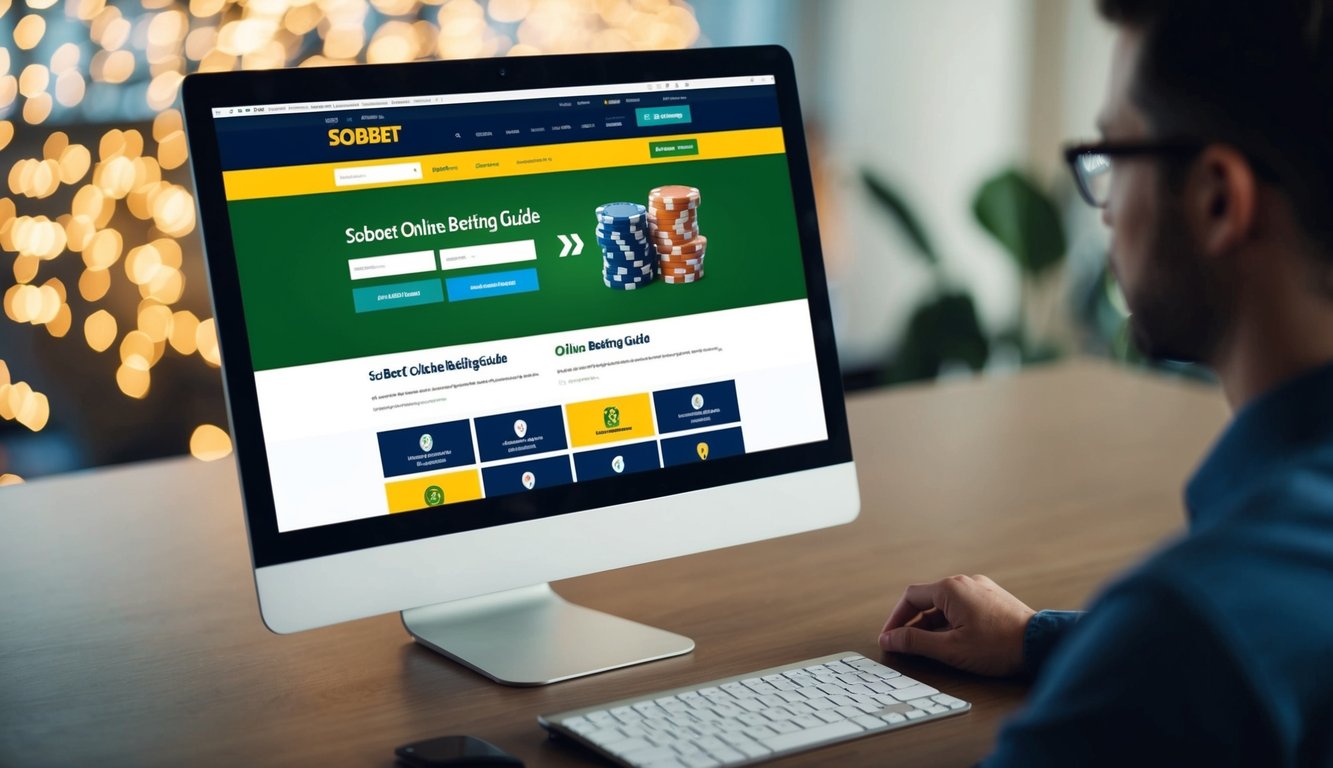 Sebuah layar komputer dengan halaman web terbuka ke panduan taruhan online Sbobet